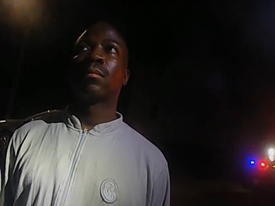 Body-worn police camera footage shows Dakarai Larriett before his field sobriety test.