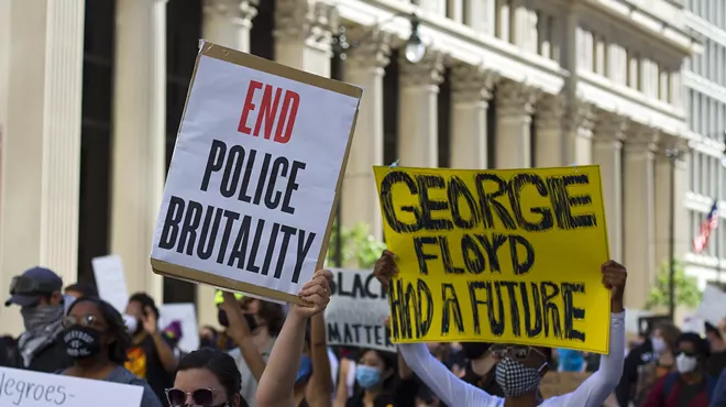 Protesters march in Detroit following the death of George Floyd in 2020.