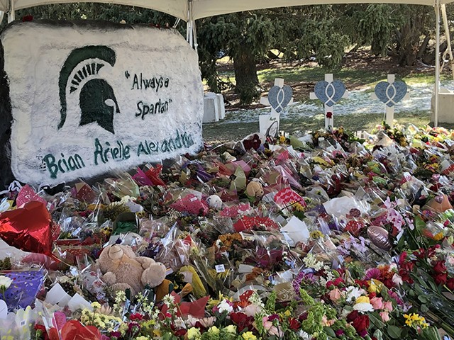 “The Rock” at MSU has been transformed into a memorial to the victims of the Feb. 13 shooting at the school.