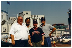 My childhood friend (and fellow second baseman) Jon Reischel, second from right, before the final game at Tiger Stadium, Sept. 27, 1999. - THE REISCHEL COLLECTION