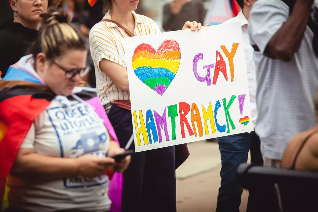 Image: Nessel joins Hamtramck protest over city banning LGBTQ+ Pride flags