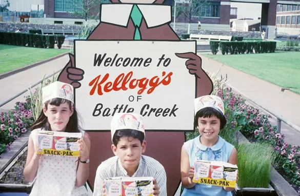Author Gail Offen (right) conducting early research for the book while visiting Kellogg’s Headquarters in Battle Creek (circa 1967).