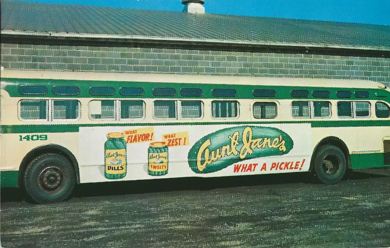 Aunt Jane’s, “What a Pickle!” "Once the second largest pickle producer in America, Aunt Jane’s was founded in 1924 by J.J. Gielow & Sons, Detroit. At one time their ads seemed to appear everywhere, and in the mid-fifties, every kid dreamed of owning their very own Aunt Jane’s Pickle Mobile – a kid-sized, motorized version of a car modeled on a 1910 Mercer Runabout."