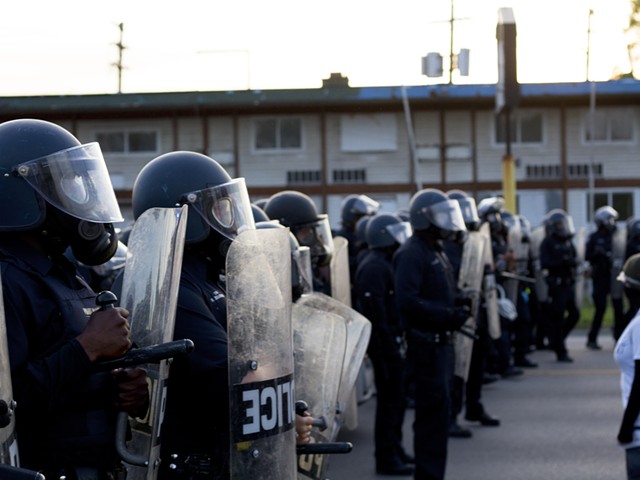 Detroit police in riot gear at a recent protest.