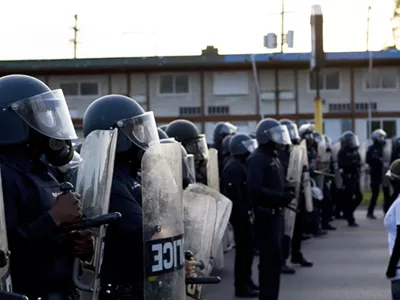 Detroit police in riot gear at a recent protest.