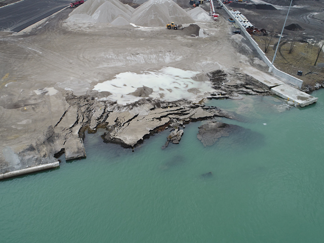 Drone photos of the Revere Dock collapse in southwest Detroit.