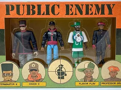 “Public Enemy: Terminator X, Chuck D, Flavor Flav, and Professor Griff,” action figures, 2020.