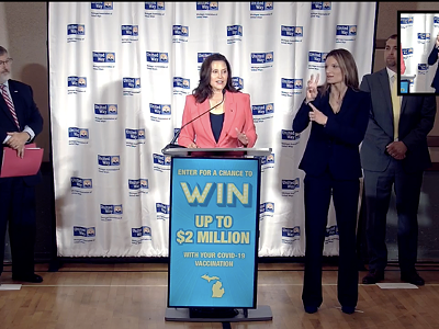 Gov. Gretchen Whitmer announced a vaccine lottery with a goal to increase COVID-19 vaccinations by 9% — by July 30, Mich. only had a 2% increase.