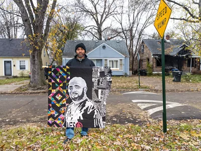 Dwan Dandridge and the quilt inspired by his teenage years in Brightmoor.