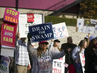 Trump supporters at a "Stop the Steal" rally in Detroit in November 2020.