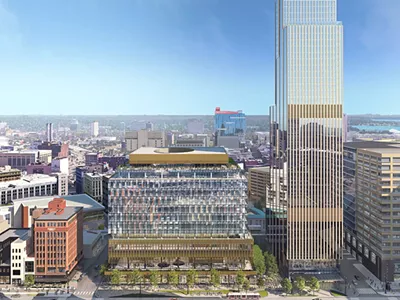 Rendering of the high-rise project at the Hudson's site in downtown Detroit.