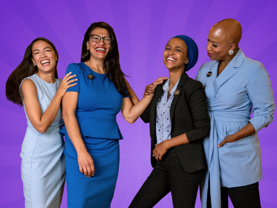 The Squad is, from left, U.S. Reps. Alexandria Ocasio-Cortez, of New York; Rashida Tlaib, of Detroit; Ilhan Omar, of Minn.; and Ayanna Pressley, of Mass.