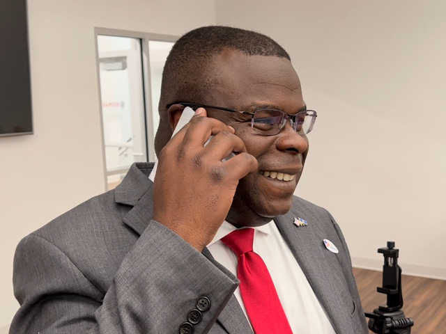 Republican Congressional candidate John Gibbs takes a call from former President Donald Trump after his primary election victory.