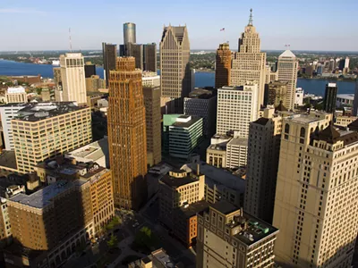Downtown Detroit from the top of Book Tower.