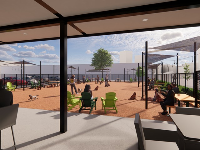 A rendering of the forthcoming Barkside dog park and beer garden.