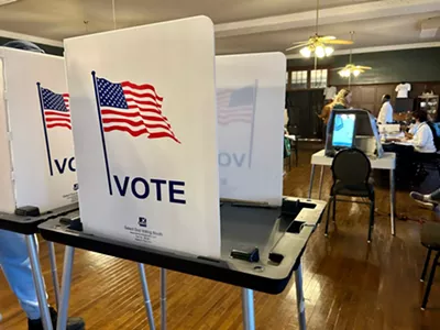 A voting booth in Detroit.