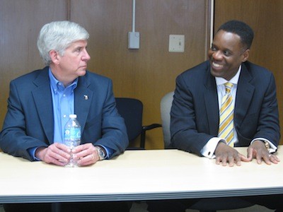 Gov. Rick Snyder and Emergency Manager Kevyn Orr - PHOTO BY CURT GUYETTE