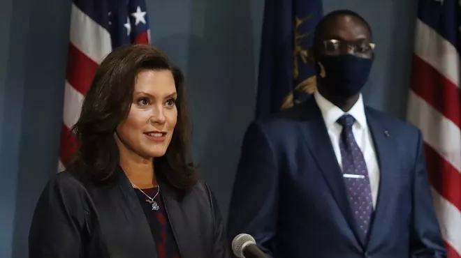 Gov. Gretchen Whitmer at a recent press conference.