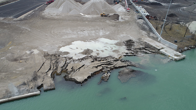 Drone photos of the Revere Dock collapse in southwest Detroit.