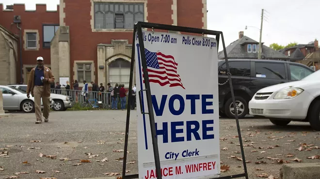 One of many churches that provide space for polling locations in Detroit.