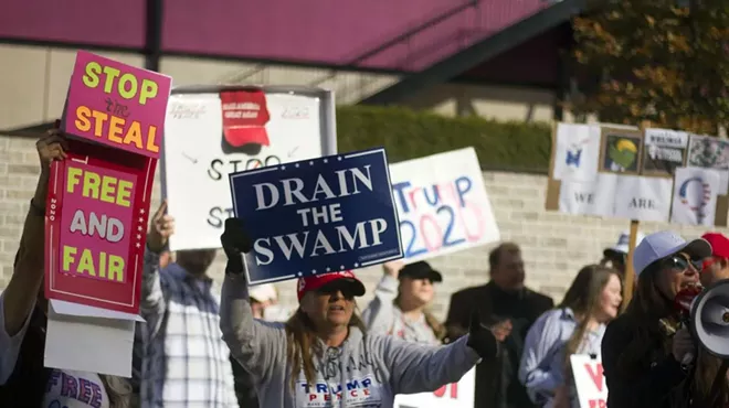 Trump supporters at a "Stop the Steal" rally in Detroit in November 2020.