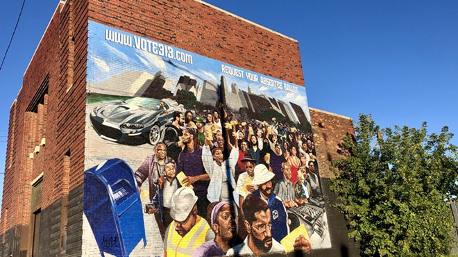 A mural in Detroit encourages voters to request their absentee ballots.