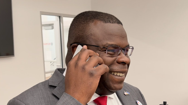 Republican Congressional candidate John Gibbs takes a call from former President Donald Trump after his primary election victory.
