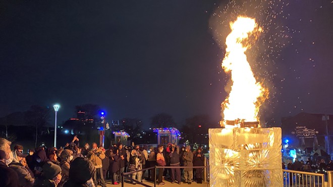 Ice and fire is a theme of one of the weekends at the Winter at Valade celebration along Detroit's riverfront.