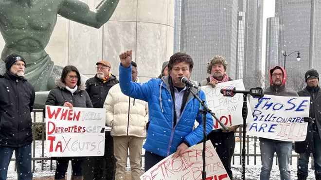 U.S. Rep. Shri Thanedar joined activists in Detroit on Monday to oppose nearly $800 million in tax incentives to two billionaires.