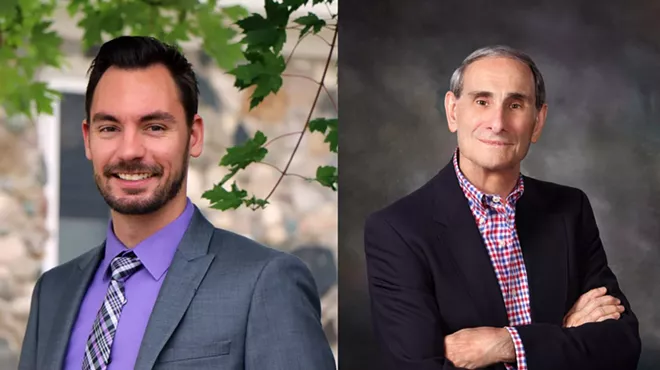 Former Eastpointe City Councilman Michael Klinefelt (left) and Warren Human Resources Director George Dimas were the top vote getters in their primary races for mayor.