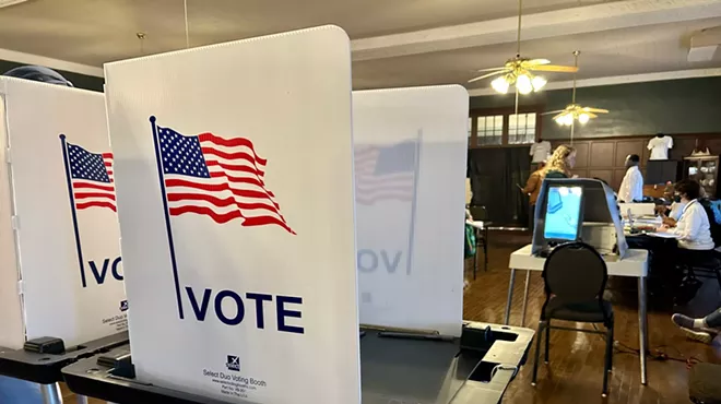 A voting booth in Detroit.