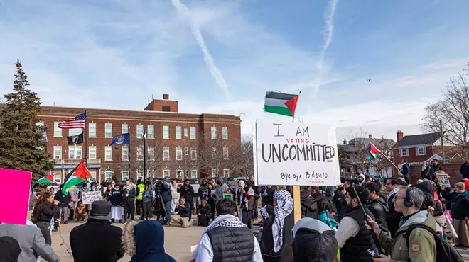 Two days ahead of Michigan’s Presidential primary election, a rally in Hamtramck urges voters to choose “uncommitted” instead of Joe Biden.