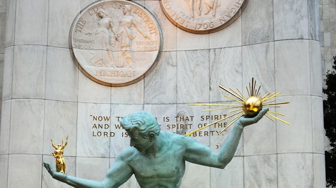 The Spirit of Detroit statute outside of city hall.