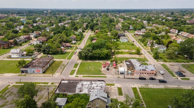 An ariel view of Detroit's Dexter-Linwood neighborhood.