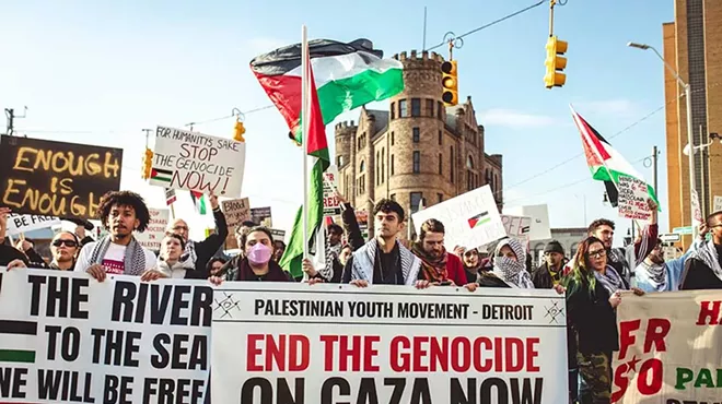 Pro-Palestinian activists march in Detroit.