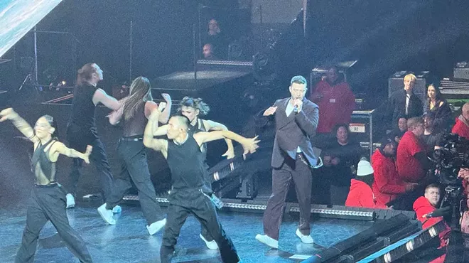 Justin Timberlake gave a high-energy performance at Little Caesars Arena.