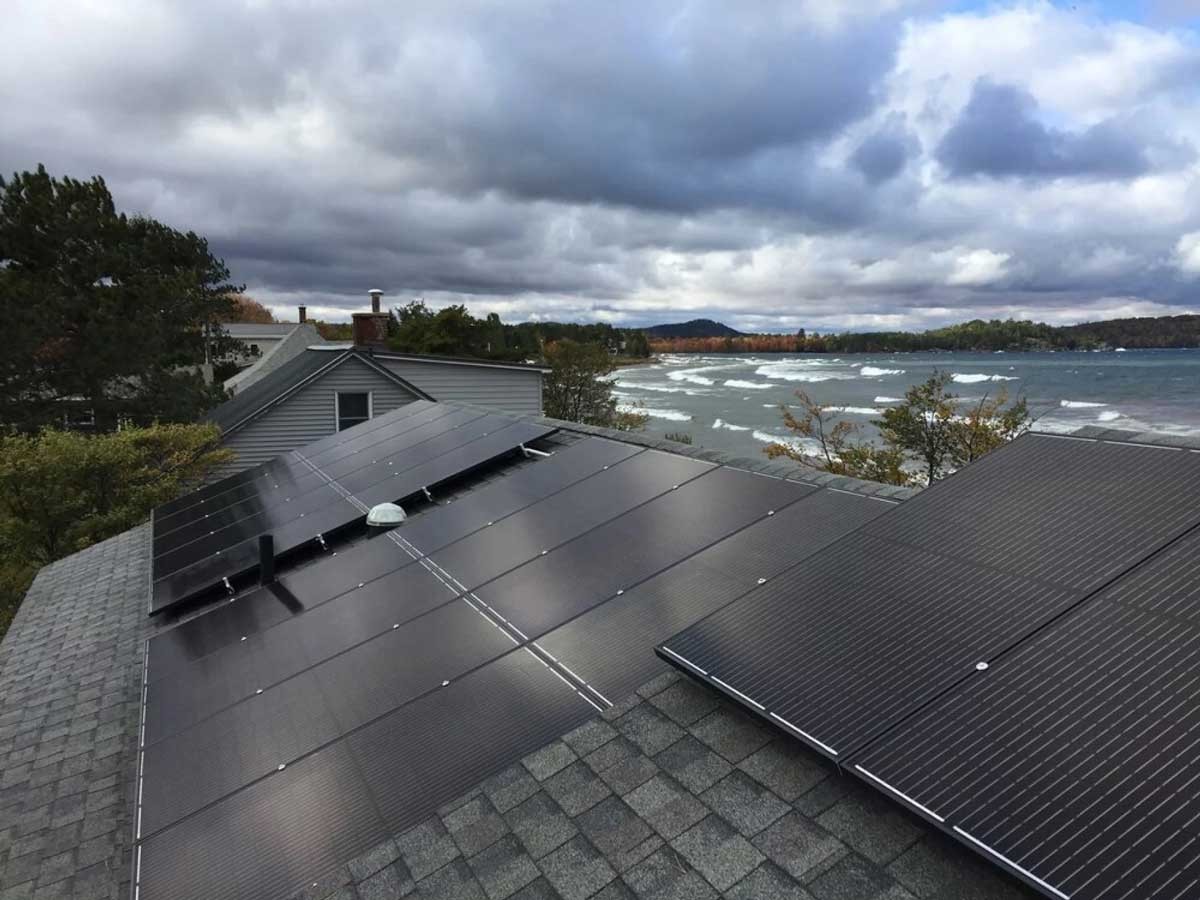 Solar panels on a roof.