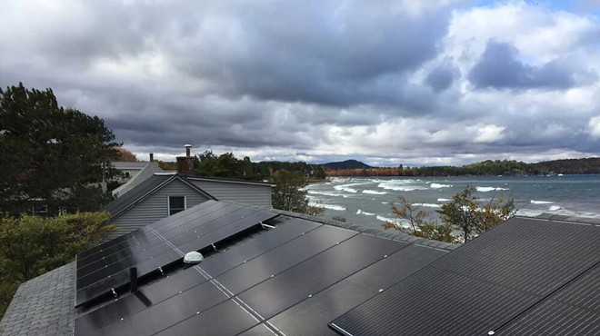 Solar panels on a roof.