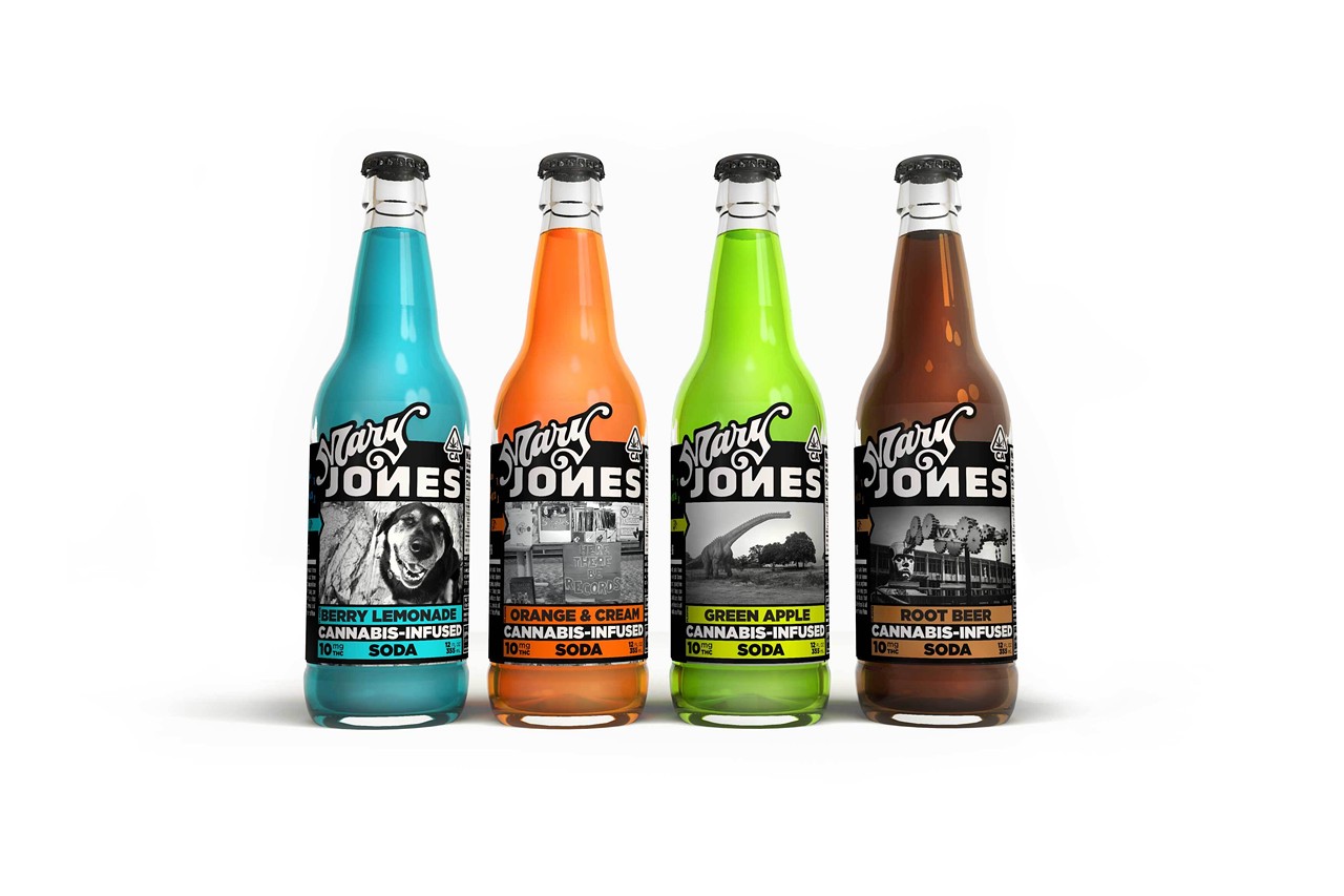 Mary Jones THC-infused soda 
gomaryjones.com 
Jones Soda, the Seattle-based craft soft drink that was popular in the late ’90s and early ’00s, has entered the weed game with Mary Jones. It recently dropped two new flavors based on its original sodas — its classic Cola and MF Grape — which are available in both single-serving glass bottles with 10mg of THC and shareable, resealable cans with 100mg of THC. The new flavors join a lineup of other classics like Root Beer, Berry Lemonade, Green Apple, and Orange & Cream.