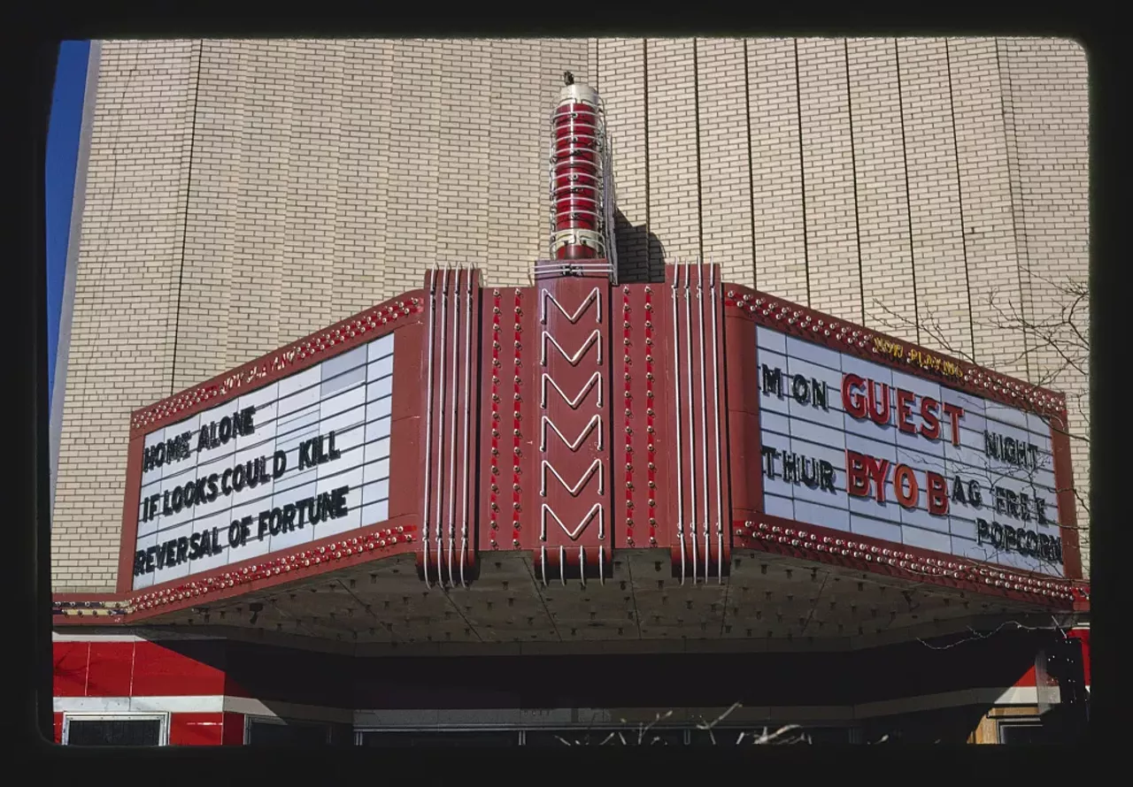  Michigan Theater marquee, Center Street, South Haven, Michigan (1991) Photo via John Margolies Roadside America Photograph Archive