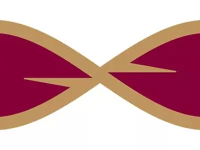 The bowtie emblem that appeared on Cleveland Cavaliers warmups and throughout the arena last year.