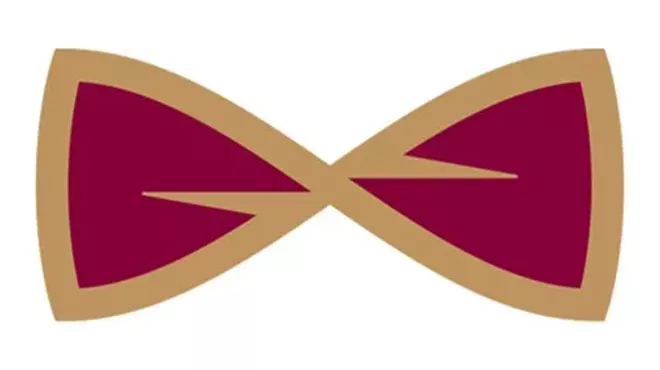 The bowtie emblem that appeared on Cleveland Cavaliers warmups and throughout the arena last year.