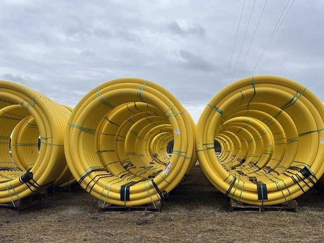 Coils of pipeline for a new natural gas project located in Mesick, Michigan.