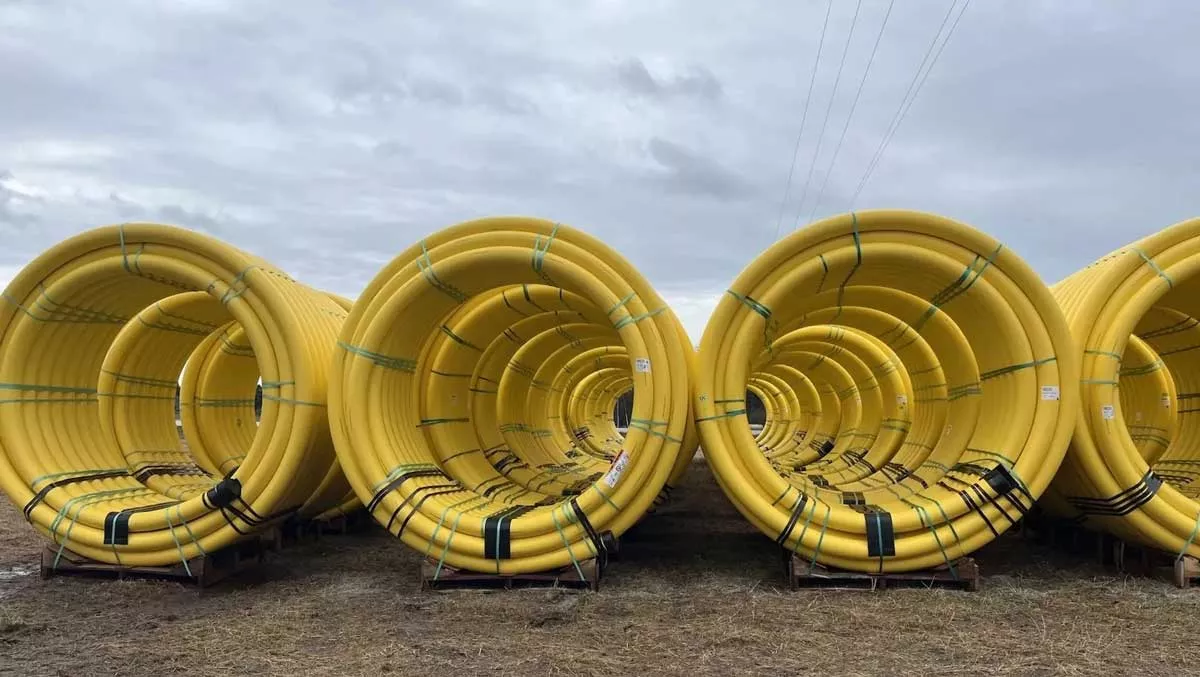 Image: Coils of pipeline for a new natural gas project located in Mesick, Michigan.