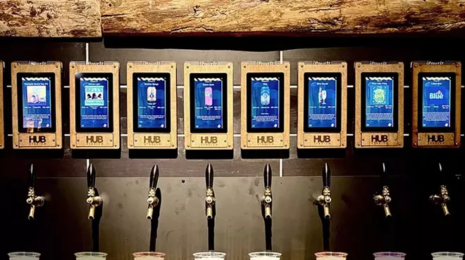 The self-pour beer wall at The HUB Stadium in Novi.
