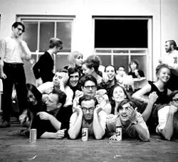 ONCE Group at Robert Rauschenberg's Loft: Robert Ashley, bottom center, Gordon Mumma, middle center. - Photo: Makepeace Tsao