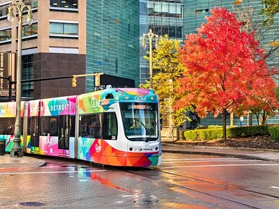 Construction of Detroit’s QLine streetcar began in 2014.