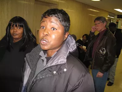 Facing the threat of eviction, Detroit resident Kim Pierce wants to talk with the city's Police and Fire Retirement System Board.