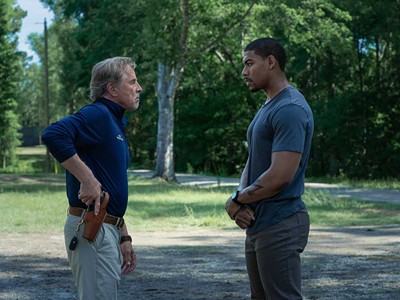 Don Johnson as Chief Sandy Burnne and Aaron Pierre as Terry Richmond in Rebel Ridge.