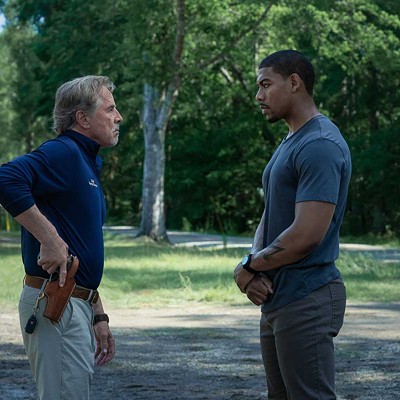 Don Johnson as Chief Sandy Burnne and Aaron Pierre as Terry Richmond in Rebel Ridge.